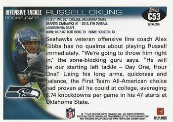 2010 Topps Chrome - Refractors #C53 Russell Okung  Back