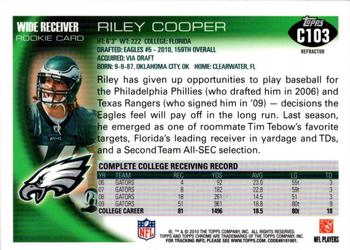 2010 Topps Chrome - Refractors #C103 Riley Cooper  Back