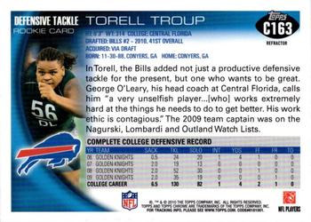 2010 Topps Chrome - Refractors #C163 Torell Troup  Back