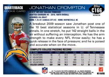2010 Topps Chrome - Refractors #C166 Jonathan Crompton  Back