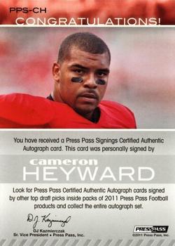 2011 Press Pass - Autographs Bronze Red Ink #PPS-CH Cameron Heyward Back