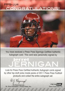 2011 Press Pass - Autographs Gold #PPS-JJ4 Jerrel Jernigan Back