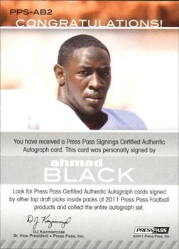2011 Press Pass - Autographs Silver #PPS-AB2 Ahmad Black Back