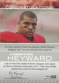 2011 Press Pass - Autographs Silver #PPS-CH Cameron Heyward Back