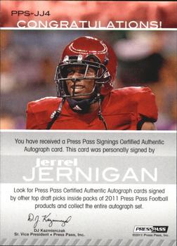 2011 Press Pass - Autographs Silver #PPS-JJ2 Jerrel Jernigan Back