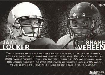 2011 Press Pass - Face to Face #FF-7 Jake Locker / Shane Vereen Back