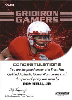 2011 Press Pass - Gridiron Gamers Jerseys Silver #GG-RH Roy Helu Jr. Back