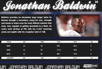2011 Press Pass - Reflectors #36 Jonathan Baldwin Back