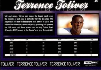 2011 Press Pass - Reflectors #49 Terrence Toliver Back