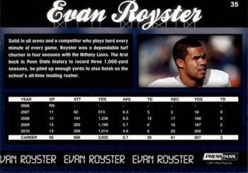 2011 Press Pass - Reflectors Blue #35 Evan Royster Back