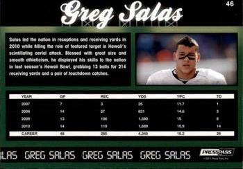 2011 Press Pass - Reflectors Blue #46 Greg Salas Back