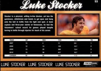2011 Press Pass - Reflectors Blue #53 Luke Stocker Back