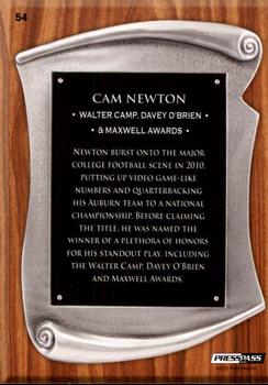 2011 Press Pass - Reflectors Blue #54 Cam Newton Back
