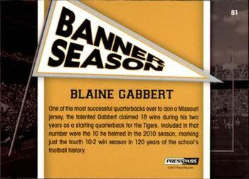 2011 Press Pass - Reflectors Blue #81 Blaine Gabbert Back