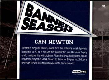 2011 Press Pass - Reflectors Blue #88 Cam Newton Back
