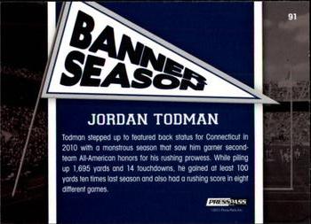 2011 Press Pass - Reflectors Blue #91 Jordan Todman Back