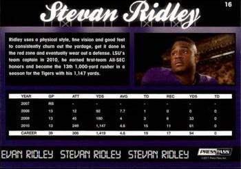 2011 Press Pass - Reflectors Purple #16 Stevan Ridley Back