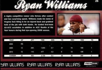 2011 Press Pass - Reflectors Purple #26 Ryan Williams Back