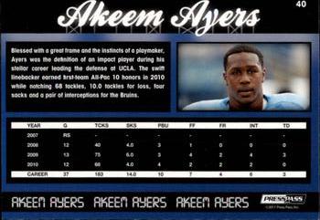 2011 Press Pass - Reflectors Purple #40 Akeem Ayers Back