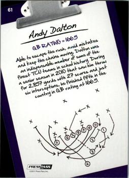 2011 Press Pass - Reflectors Purple #61 Andy Dalton Back