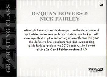 2011 Press Pass - Reflectors Purple #92 Da'Quan Bowers / Nick Fairley Back