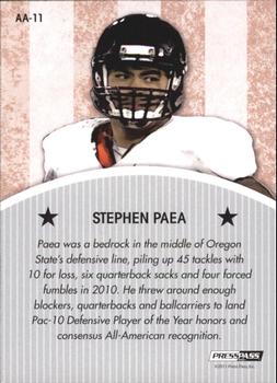 2011 Press Pass Legends - All Americans #AA11 Stephen Paea Back