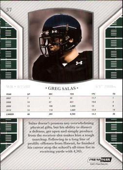2011 Press Pass Legends - Emerald #37 Greg Salas Back