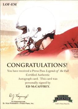 2011 Press Pass Legends - Legends of the Fall Autographs #LOF-EM Ed McCaffrey Back