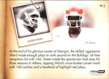2011 Press Pass Legends - Past and Present #PP-2 Hines Ward / A.J. Green Back