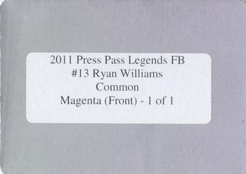 2011 Press Pass Legends - Printing Plates Magenta #13 Ryan Williams Back