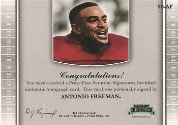 2011 Press Pass Legends - Saturday Signatures #SS-AF Antonio Freeman Back