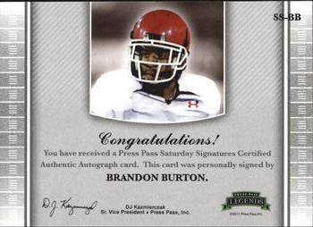 2011 Press Pass Legends - Saturday Signatures #SS-BB Brandon Burton Back