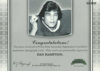 2011 Press Pass Legends - Saturday Signatures #SS-DH Dan Hampton Back
