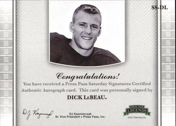 2011 Press Pass Legends - Saturday Signatures #SS-DL Dick LeBeau Back