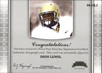 2011 Press Pass Legends - Saturday Signatures #SS-DL2 Dion Lewis Back
