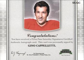 2011 Press Pass Legends - Saturday Signatures #SS-GC Gino Cappelletti Back