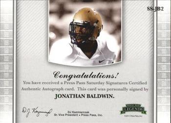 2011 Press Pass Legends - Saturday Signatures #SS-JB Jonathan Baldwin Back