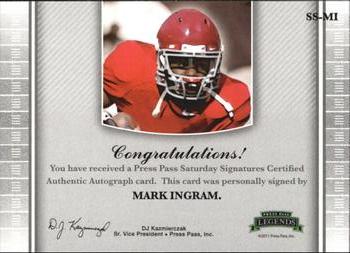 2011 Press Pass Legends - Saturday Signatures #SS-MI2 Mark Ingram Back