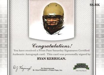 2011 Press Pass Legends - Saturday Signatures #SS-RK Ryan Kerrigan Back