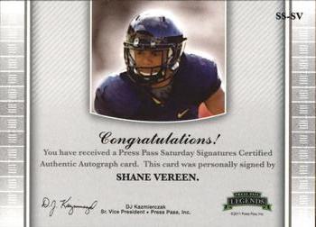 2011 Press Pass Legends - Saturday Signatures #SS-SV Shane Vereen Back