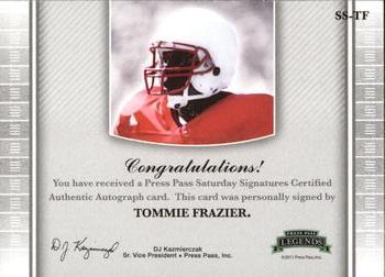 2011 Press Pass Legends - Saturday Signatures #SS-TF Tommie Frazier Back