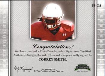 2011 Press Pass Legends - Saturday Signatures #SS-TS Torrey Smith Back