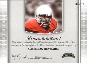 2011 Press Pass Legends - Saturday Signatures Emerald #SS-CH Cameron Heyward Back