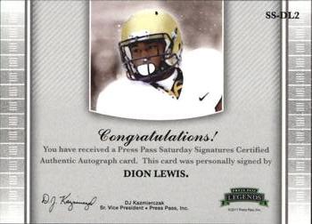 2011 Press Pass Legends - Saturday Signatures Emerald #SS-DL2 Dion Lewis Back