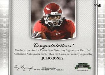 2011 Press Pass Legends - Saturday Signatures Emerald #SS-JJ Julio Jones Back