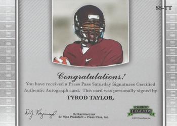 2011 Press Pass Legends - Saturday Signatures Emerald #SS-TT Tyrod Taylor Back