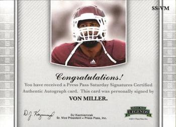2011 Press Pass Legends - Saturday Signatures Emerald #SS-VM Von Miller Back