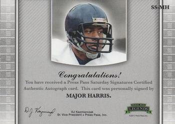 2011 Press Pass Legends - Saturday Signatures Platinum #SS-MH Major Harris Back