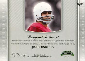 2011 Press Pass Legends - Saturday Signatures Platinum Red Ink #SS-JP Jim Plunkett Back