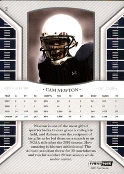 2011 Press Pass Legends - Silver Holofoil #2 Cam Newton Back